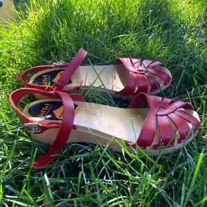 Cherry Red Swedish Hasbeens Sandals Retro Pinup